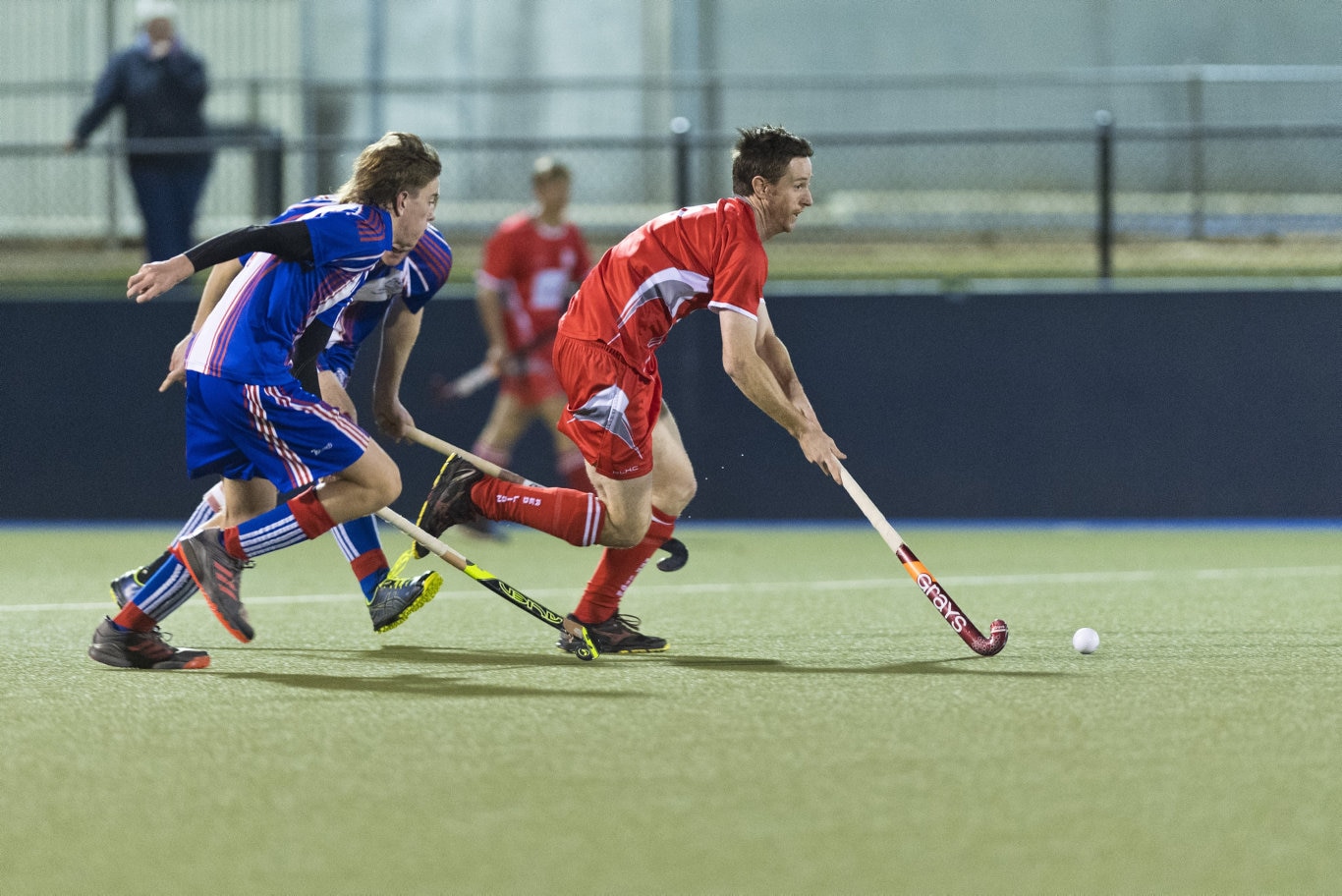 Craig Smith makes ground for Red Lions against Rangeville in Toowoomba Hockey COVID Cup men round two at Clyde Park, Friday, July 17, 2020. Picture: Kevin Farmer