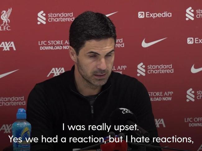 Mikel Arteta ‘really upset’ before Arsenal hit back to draw at Liverpool