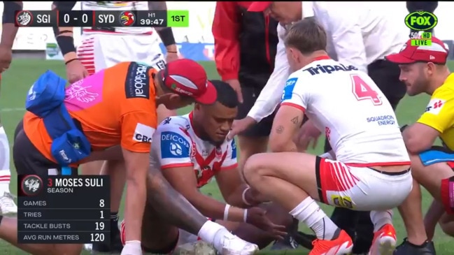 'Brutal' hit ends Dragons star's Anzac Day game in 13 seconds