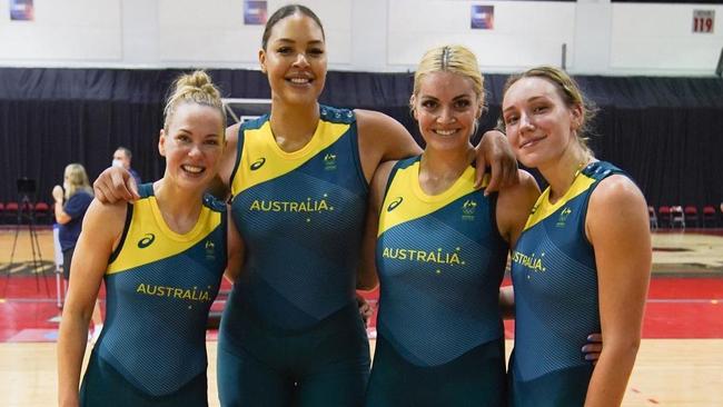 Liz Cambage with her Opals teammates. Picture: IG