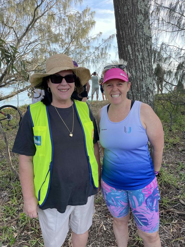 Katie Clews and Cate Akaveka at the Hervey Bay 100 Triathlon on Sunday, November 26, 2023.