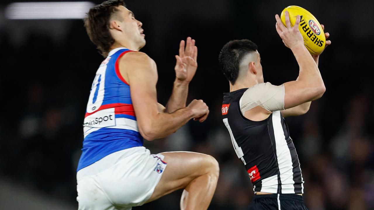 Sam Darcy’s hit on Brayden Maynard ruled him out of Rising Star contention. (Photo by Dylan Burns/AFL Photos via Getty Images)