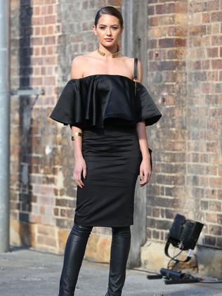 Jesinta Campbell bares her black bra in sheer top at Fashion Week