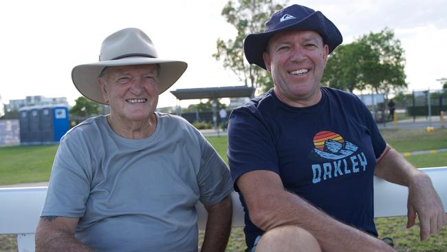 Mick Birrell and Robert Mackenzie at the Sunshine Coast Stadium in Bokarina on Sunday, February 12, 2023. Picture: Katrina Lezaic