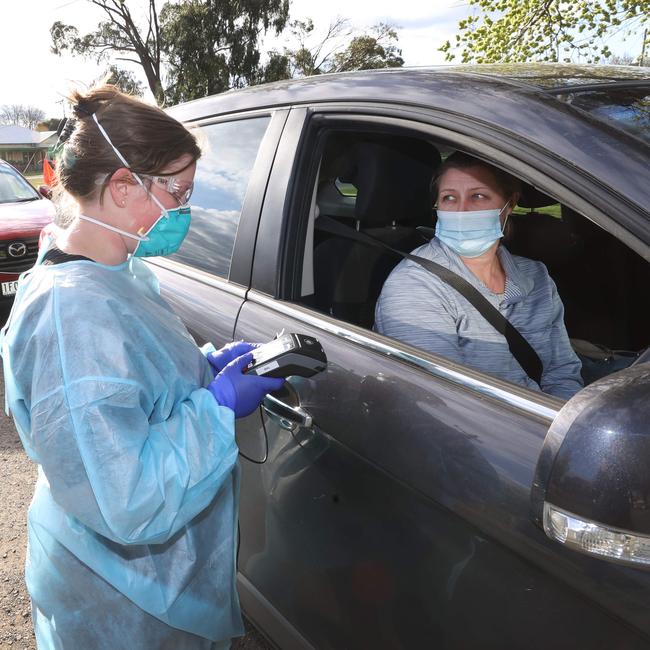 chief health officer Professor Brett Sutton confirmed there were 10 new cases in Regional Victoria on Tuesday, including three cases in the locked-down Mitchell Shire and another new case in the Macedon Ranges. Picture: David Caird