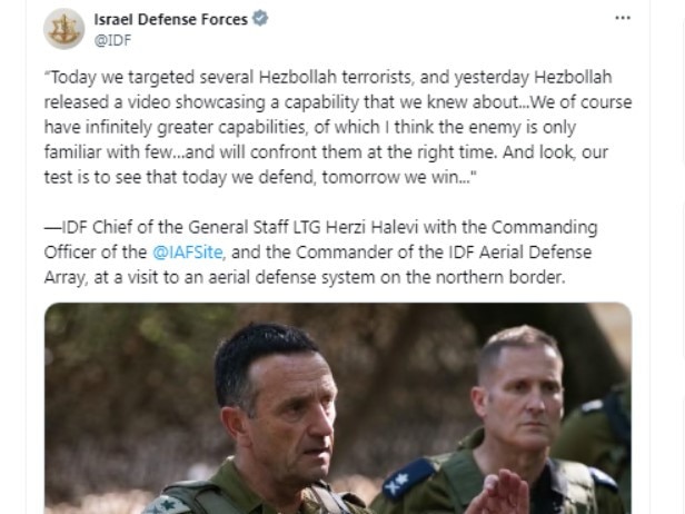 The Israel Defense Force spoke about targeting terrorists. Picture: X