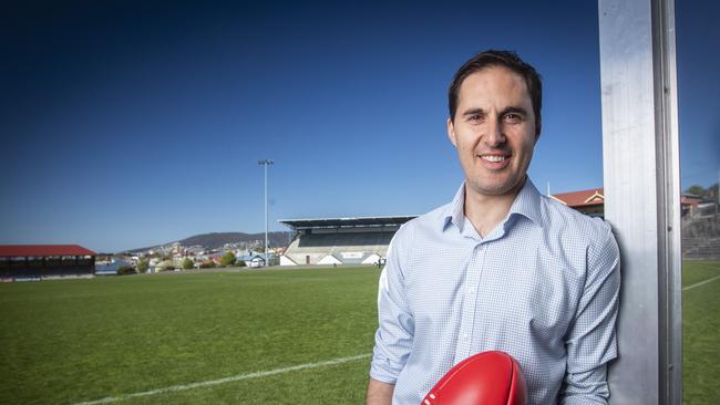 Cameron Joyce, AFL Tasmania's talent pathway manager at North Hobart Oval. Picture: LUKE BOWDEN