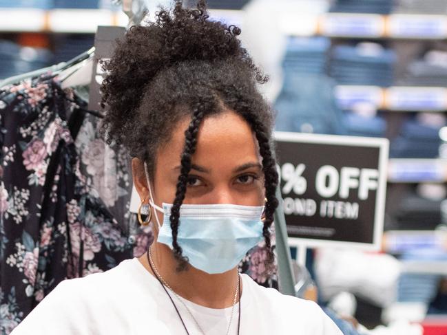 Olachi Zurike, 21 and Jenny Gonzales, 43 pictured at just jeans Bondi Junction Westfield on Sunday, 20 June 2021.Picture / Monique Harmer