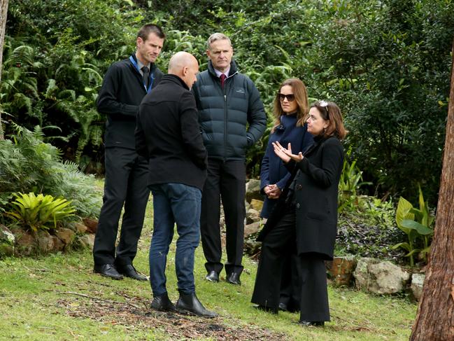 Deputy state coroner Harriet Graham with Detective Chief Inspector Gary Jubelin visiting search sites near Kendall in northern NSW. Picture: Nathan Edwards