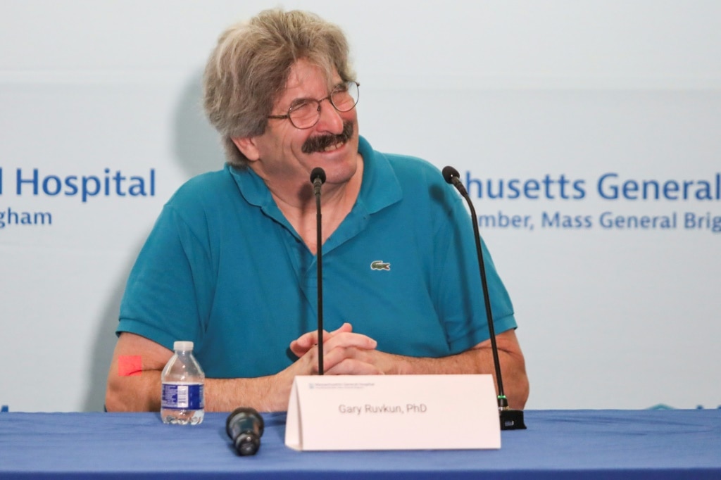 Nobel Prize winner in Physiology or Medicine, Gary Ruvkun speaks during a press conference at the Massachusetts General Hospital, in Boston, Massachusetts on October 7, 2024