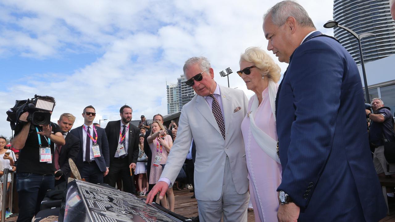 Prince Charles and Camilla at Kurrawa Surf Club for a meet and greet with Wales team members and unveiling a plaque with Mayor Tom Tate. Picture: Glenn Hampson