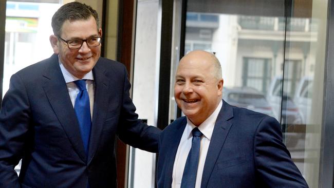 Victorian Premier Daniel Andrews and Treasurer Tim Pallas. Picture: NCA NewsWire/Andrew Henshaw