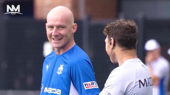 Ben Cunnington has returned to North Melbourne training for the first time after cancer treatment. Picture: Twitter