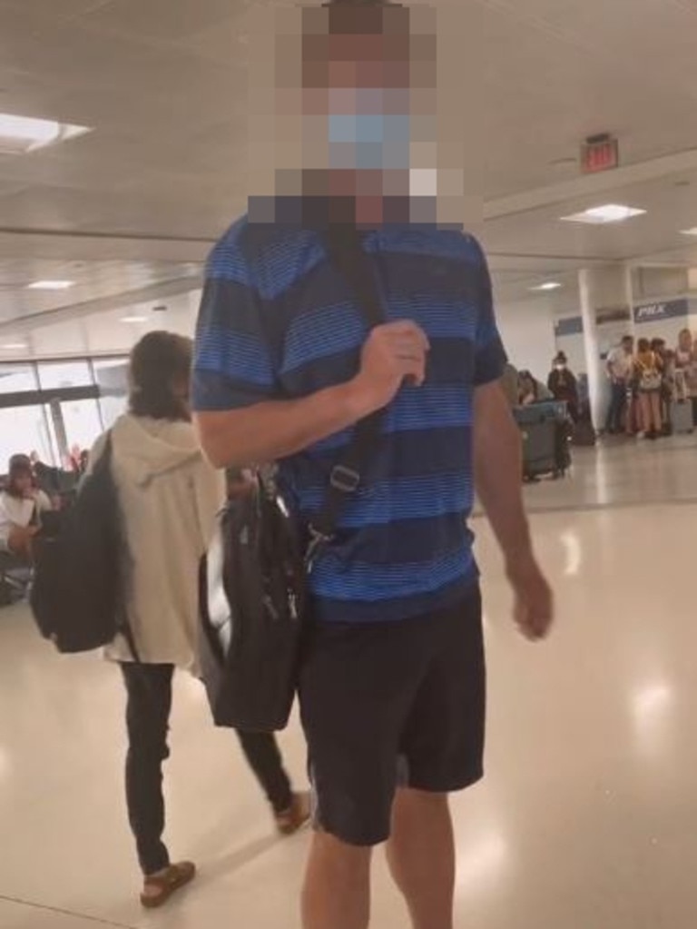 The guy had secretly snapped the friends while walking through an airport. Picture: TikTok/@bailzherb