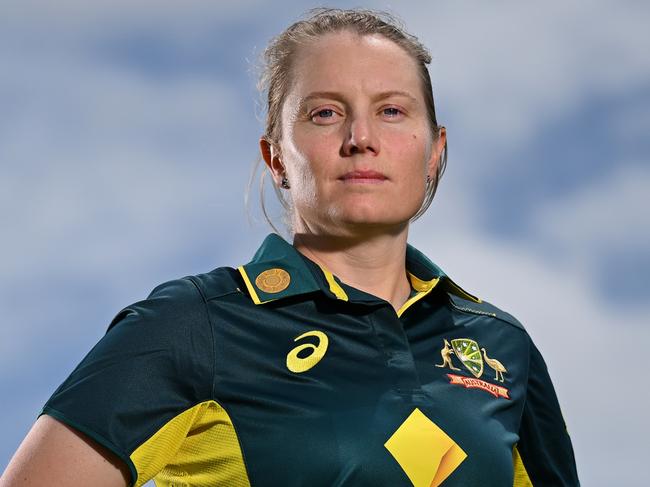 MACKAY, AUSTRALIA - SEPTEMBER 18: Alyssa Healy, captain of Australia poses for portraits during a women's T20 International media opportunity at Great Barrier Reef Arena on September 18, 2024 in Mackay, Australia. (Photo by Albert Perez/Getty Images)