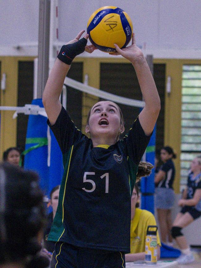 Gemma Whyatt as Cavendish Road SHS V Brighton SHS in the The Australian Volleyball Schools Cup is being played at the Gold Coast Sports and Leisure Centre in Carrara. Picture: Glenn Campbell
