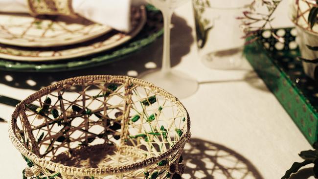 The French artistic director of Dior Maison and Baby Dior, Cordelia de Castellane shares her design collectables and entertaining essentials for the party season. Pictured: Dior Maison wicker baskets.