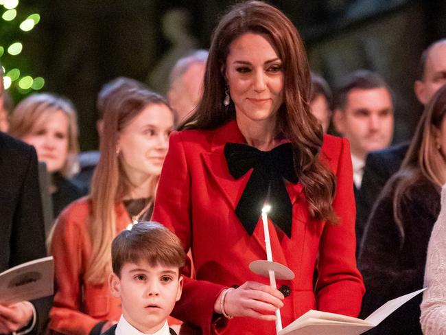 LONDON, ENGLAND - DECEMBER 6: Prince Louis and Catherine, Princess of Wales during the 'Together At Christmas' Carol Service at Westminster Abbey on December 6, 2024 in London, England. The Prince and Princess of Wales, along with other members of the Royal Family, attended the annual carol service. Led by The Princess and supported by The Royal Foundation, the event offered a chance to pause and reflect on the profound values of love, compassion, and the vital connections we shareÃ¢â¬âparticularly during life's most challenging moments. The service also highlighted remarkable individuals from across the UK who have demonstrated extraordinary kindness, empathy, and support within their communities. (Photo by Aaron Chown - WPA Pool/Getty Images)