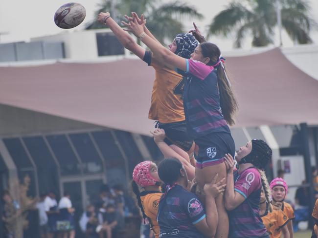 Queensland Country Rugby Championships, under-16 girls, CQ Bushrangers versus QC Barbarians, at Victoria Park, Rockhampton, on June 29, 2024.