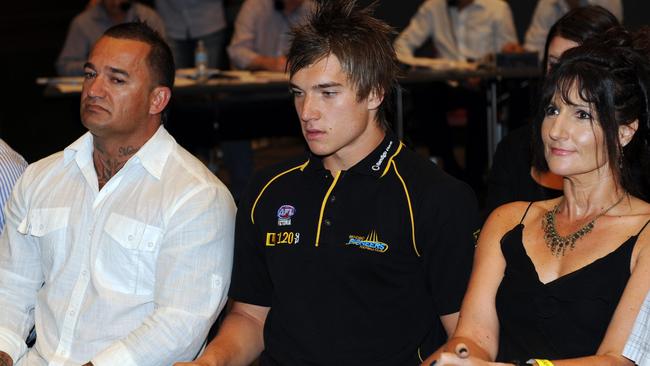 Dustin Martin with father Shane and mother Kathy at the 2009 draft.