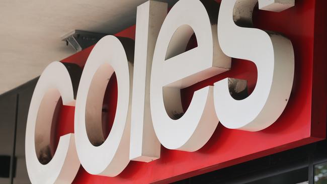 SYDNEY, AUSTRALIA -  Newswire Photos MARCH 14 2023 - A general view of a Coles supermarket sign in Sydney as the Cost of living continues to rise. Picture: NCA Newswire / Gaye Gerard.