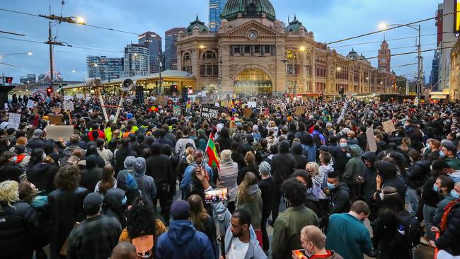 ‘Acceptable’ … a Black Lives Matter protest in Melbourne on Saturday. Picture: Alex Coppel.