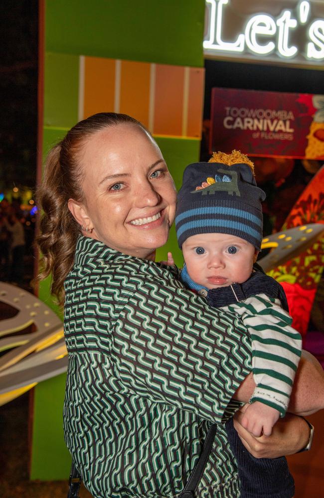 (From left) Ronnie Dawson and her son Anders Van Lill. Toowoomba Carnival of Flowers Festival of Food and Wine. Saturday, September 14, 2024. Picture: Nev Madsen