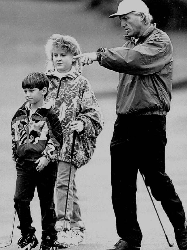 Greg Norman in 1994 with his children Gregory and Morgan.