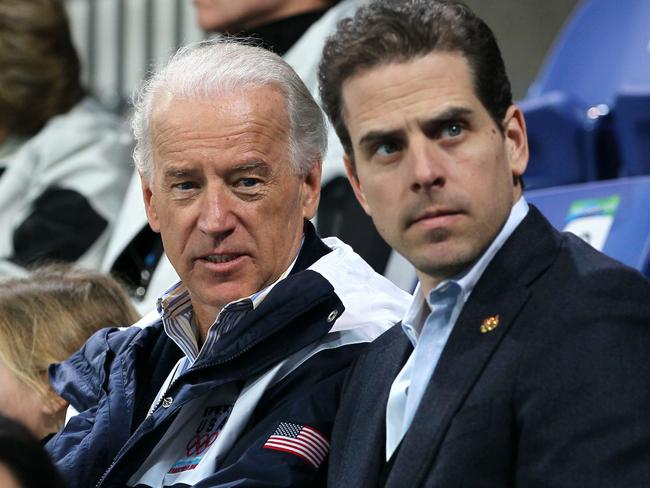 VANCOUVER, BC - FEBRUARY 14:  United States vice-president Joe Biden (L) and his son Hunter Biden (R) attend a women's ice hockey preliminary game between United States and China at UBC Thunderbird Arena on February 14, 2010 in Vancouver, Canada.  (Photo by Bruce Bennett/Getty Images)