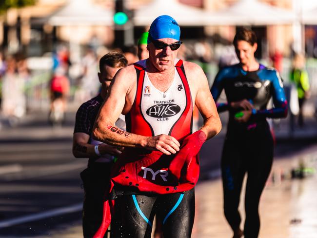 Competitors in the Ironman 70.3 Tasmania in Hobart Picture: Linda Higginson