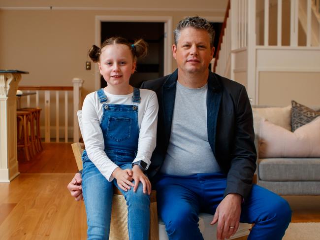 Roy Fischer and his daughter Claudia 9 at their home in Glenelg on April 21, 2022. Story for Saturday on house price growth across electorates. Among them is Glenelg.