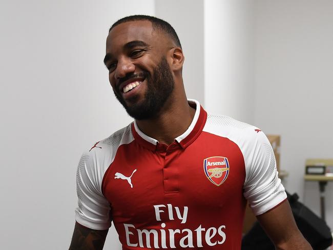 ST ALBANS, ENGLAND - JULY 04:  Arsenal's latest signing Alexandre Lacazette at London Colney on July 4, 2017 in St Albans, England.  (Photo by David Price/Arsenal FC via Getty Images)