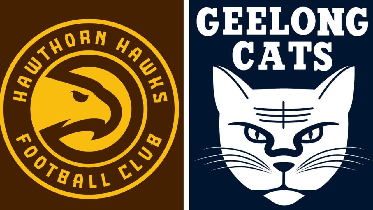 Two NBA-ised AFL club logos created by footy fan and designer Joey Whiting.