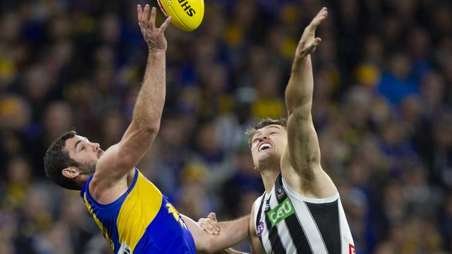 Darcy Moore lasted less than a quarter before injuring his hamstring. Picture: AAP