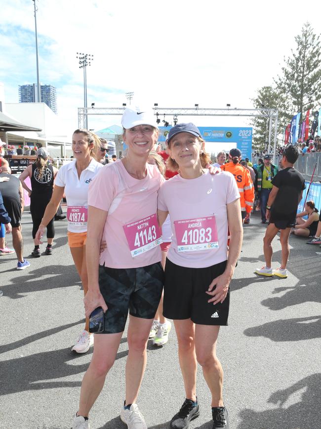 Gold Coast Marathon 2023 Natalie Mulcahy and Andrea Lysnar. 1 July 2023 Southport Picture by Richard Gosling