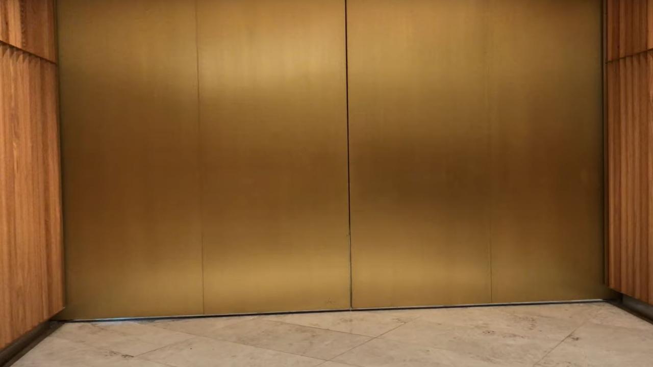 The discrete golden door within the Qantas lounge leads to the ultra-exclusive Chairman’s Lounge. Picture: Supplied.