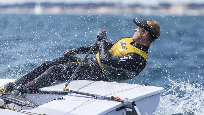 Tom Burton during the ISAF Sailing World Cup. Picture: Beau Outteridge