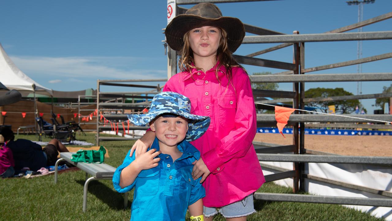 Mahlayla Kelly and Jakob Kelly at the 2024 Top End Rock N Rodeo Muster at the Darwin Showgrounds. Picture: Pema Tamang Pakhrin.