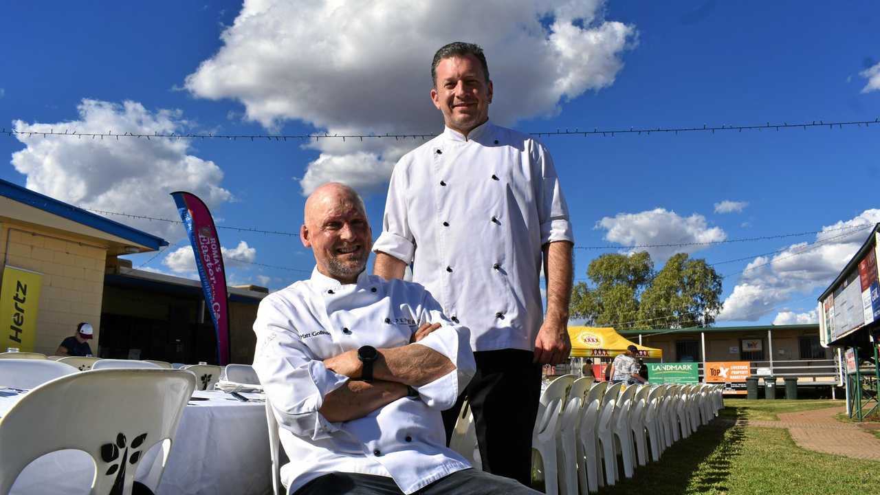 Matt Golinski and Glen Barratt, celebrity chefs and hosts of 'Outback Tucker Under the Stars' at Easter in the Country. Picture: Jorja McDonnell