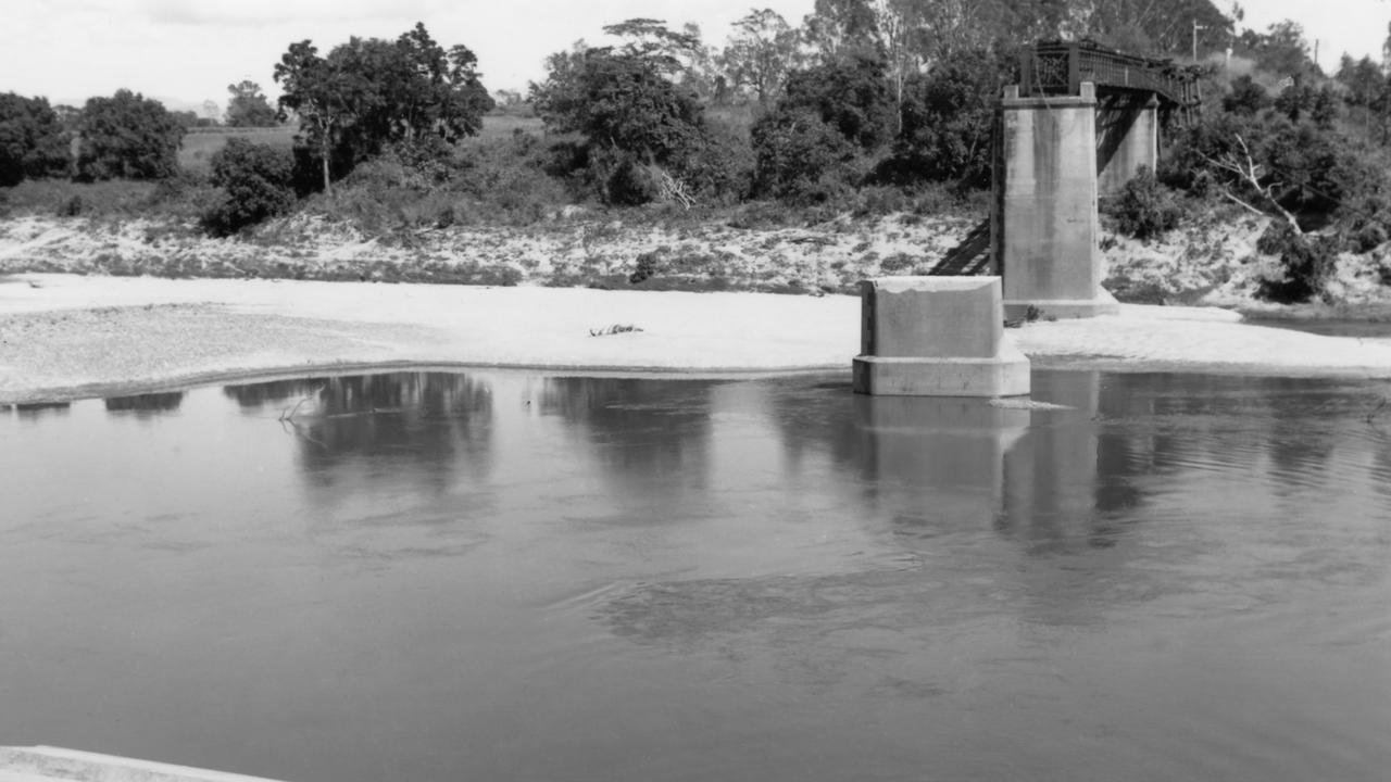 The Mirani rail bridge was destroyed by a flood in 1956.