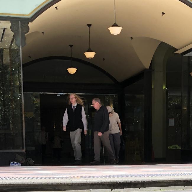 Paul Howes leaves Downing Centre Local Court with his parents