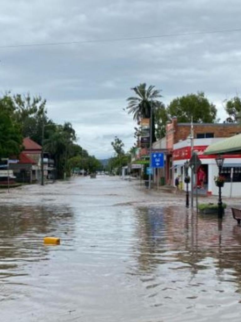 Floodwaters inundate the town of Laidley. Picture: Anthony Wilson via Courier Mail