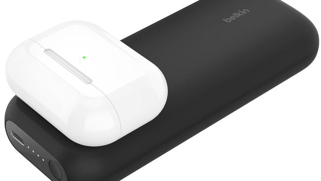 Apple AirPods on Belkin's BoostCharge Pro.