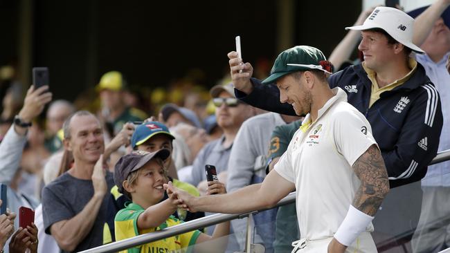 Aussie fans cheer James Pattinson as he walks onto the field on day five of the First Ashes Test at Edgbaston. Picture: Getty Images