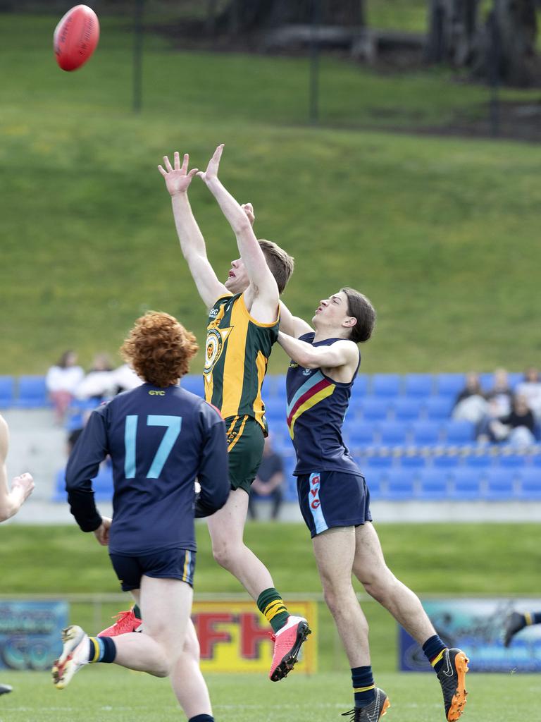 Action from the SATIS football grand final between Guilford Young College and St Patrick’s College. Picture: Chris Kidd