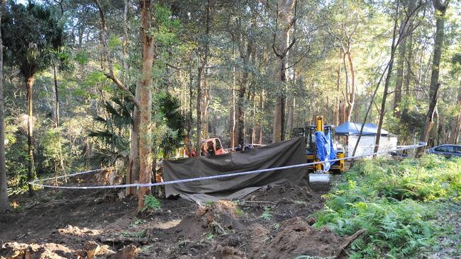 The excavation scene near Waterfall railway station where Matthew Leveson’s remains were found.