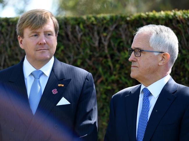 The King met with Prime Minister Malcolm Turnbull at Parliament House before heading to Sydney. Picture: Mick Tsikas/AFP