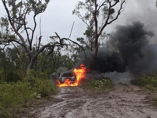 Moment car goes up in flames on Fraser Coast