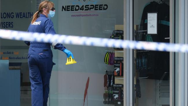 Geelong Stabbing in Lt Malop st Police and Forensics in attendance Picture: Mark Wilson