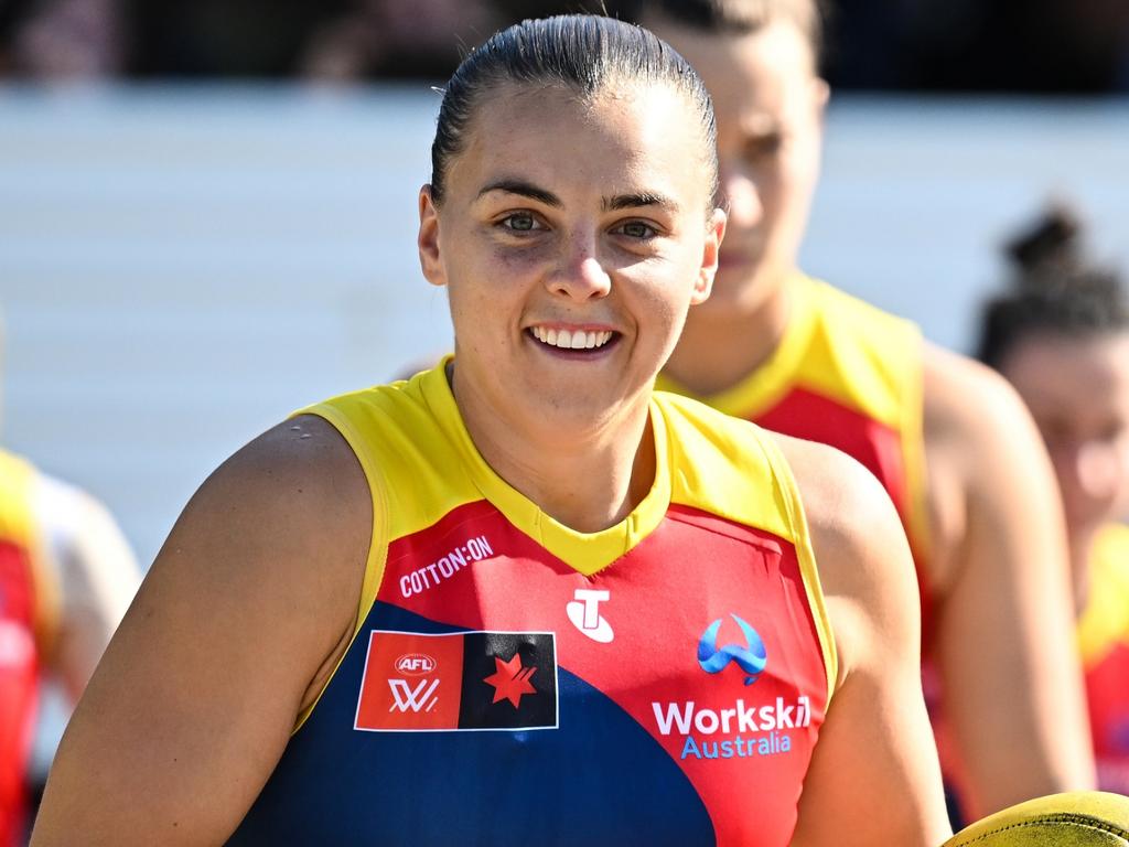 Ebony Marinoff has the Crows right in the premiership hunt. Picture: Daniel Carson/AFL Photos via Getty Images